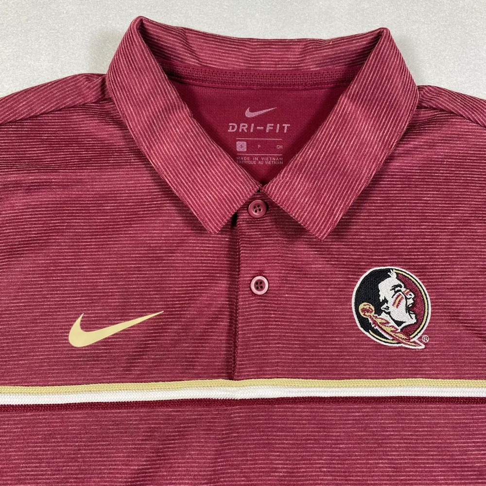 Nike Florida State Seminoles FSU Dri-Fit Polo Shirt Mens Small Garnet On-Field